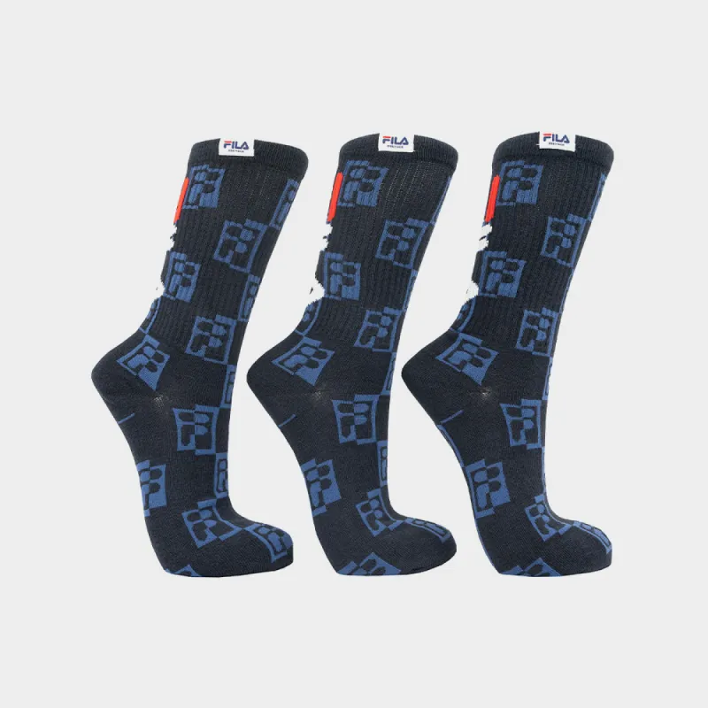 Fila Unisex 3 Pk Kaden Tube Sock Blue/Multi _ 181129 _ Blue sold by Tekkie Town