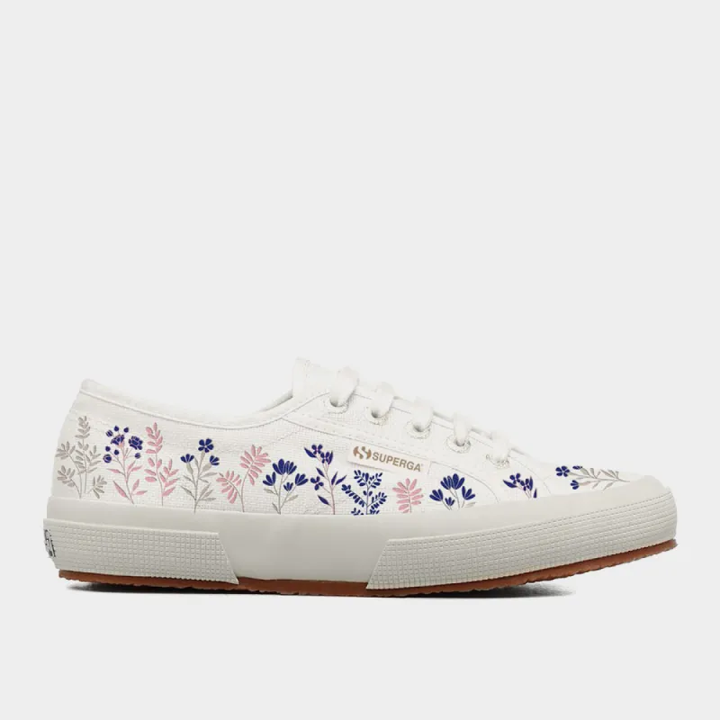 Superga Womens 2750 Flower Embroidery White/Multi _ 180118 _ White sold by Tekkie Town