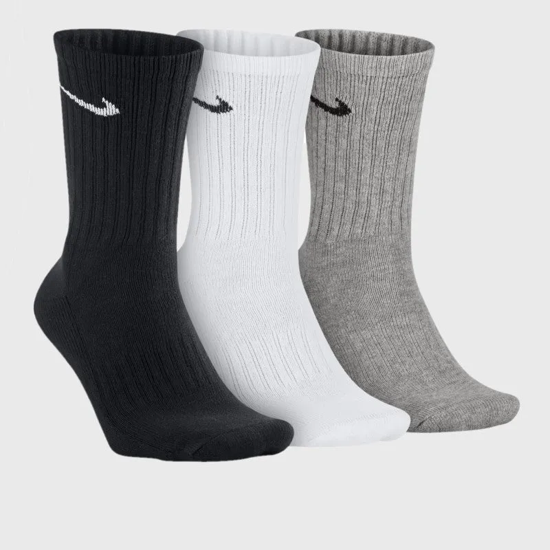 Nike Unisex 3 Pack Crew Cushioned Training Socks Black/White/Grey _ 168831 _ Multi sold by Tekkie Town