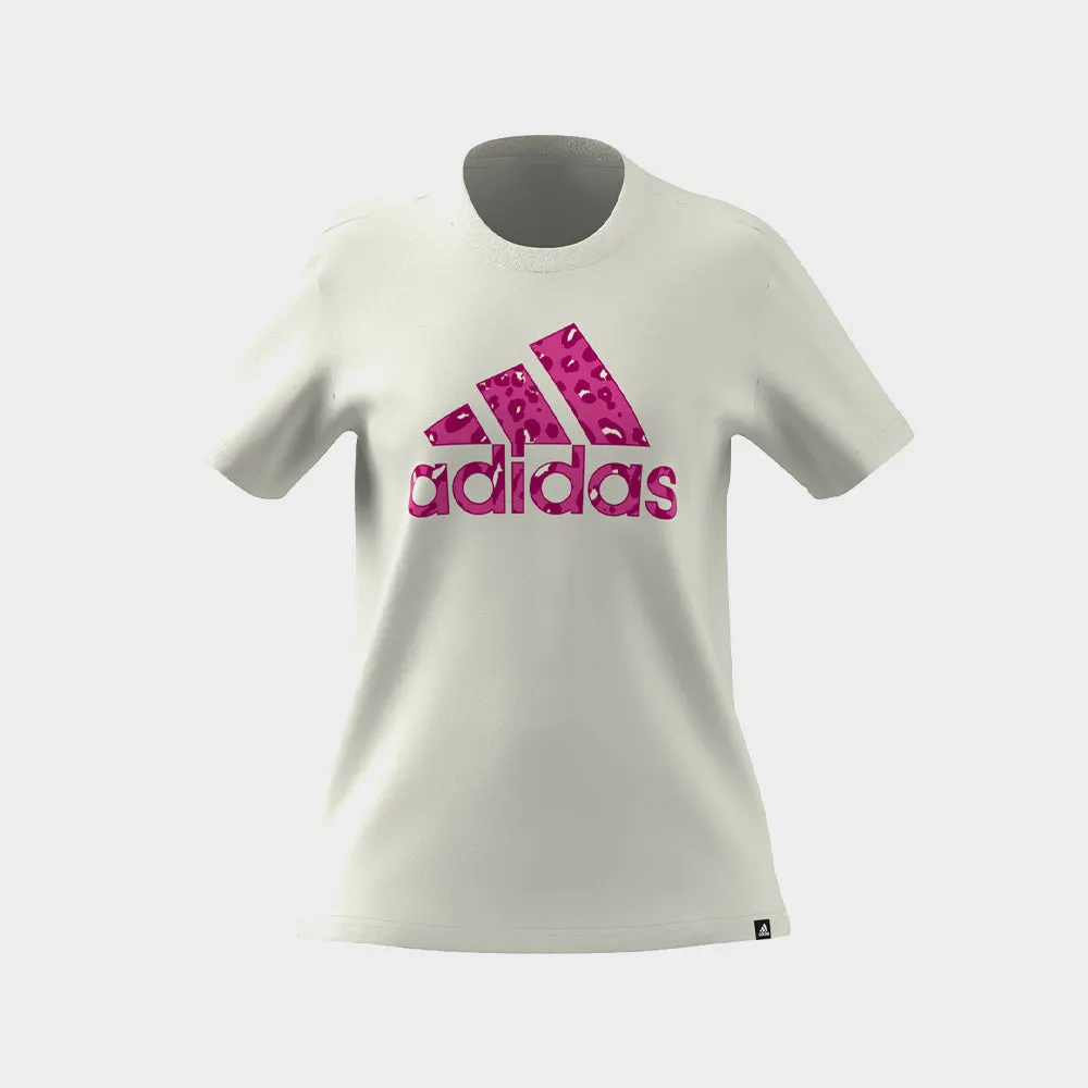 Adidas Womens Animal Graphic Tee White/Pink _ 180893 _ White sold by Tekkie Town