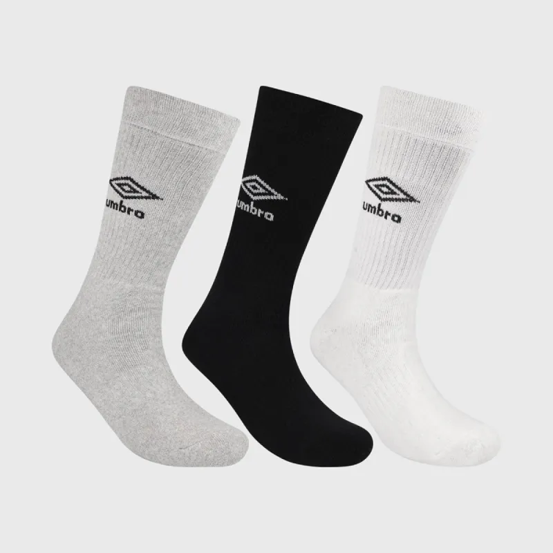 UMBRO 3 Pack Diamond Crew Socks WHITE made by Umbro