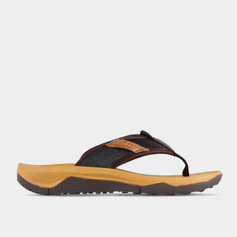 Hi-Tec Mens Atlas Husk Leather Thong Sandals Brown sold by Tekkie Town