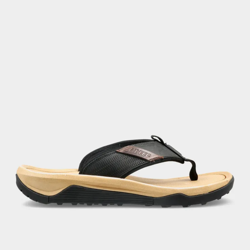 Hi-Tec Mens Atlas Husk Leather Thong Sandals Black sold by Tekkie Town