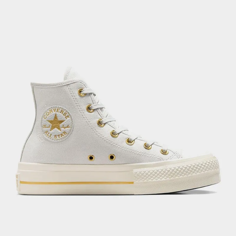 Converse Womens Chuck Taylor All Star Lift Platform Tailored Lines Grey/Gold _ 182242 _ Grey sold by Tekkie Town