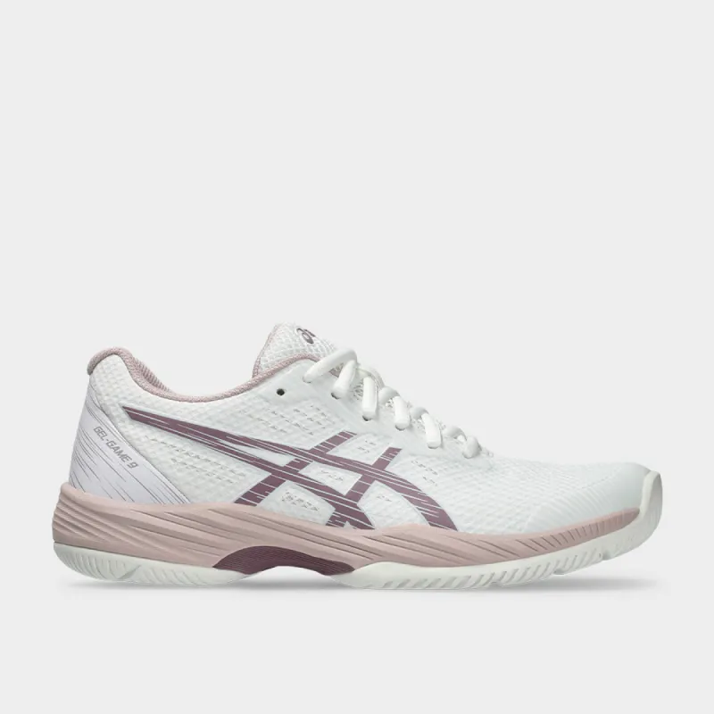 Asics Womens GeL-Game 9 Court Shoe White/pink _ 182785 _ White sold by Tekkie Town