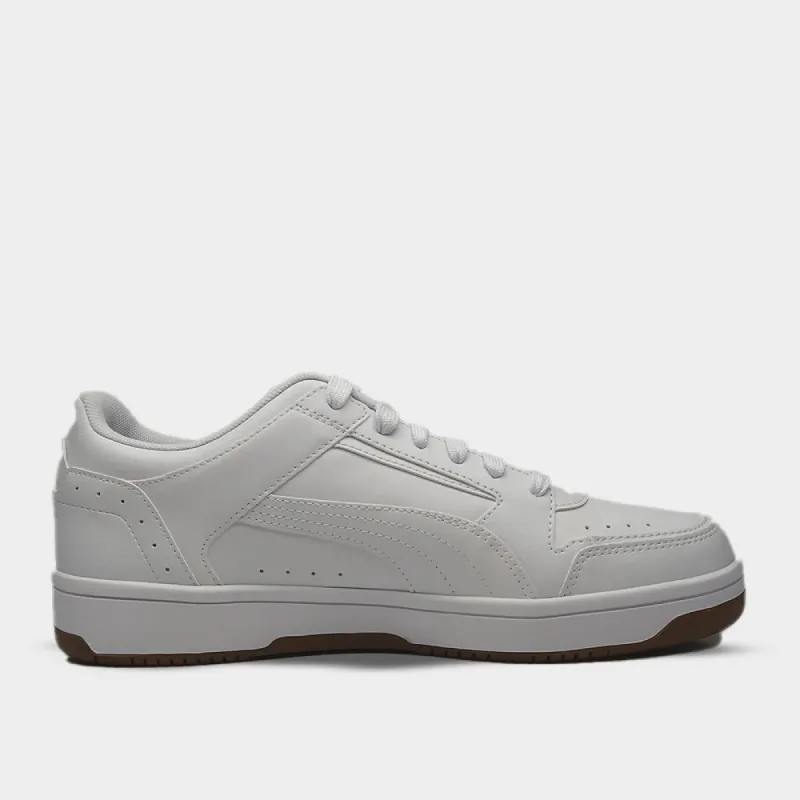 Puma Mens Rebound V6 Low Sneakers White/gum _ 183431 _ White sold by Tekkie Town