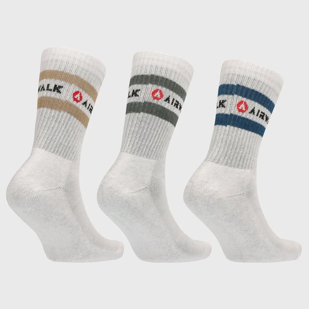 Airwalk Unisex 3 Pack Stripe Socks White/Multi _ 182415 _ White sold by Tekkie Town
