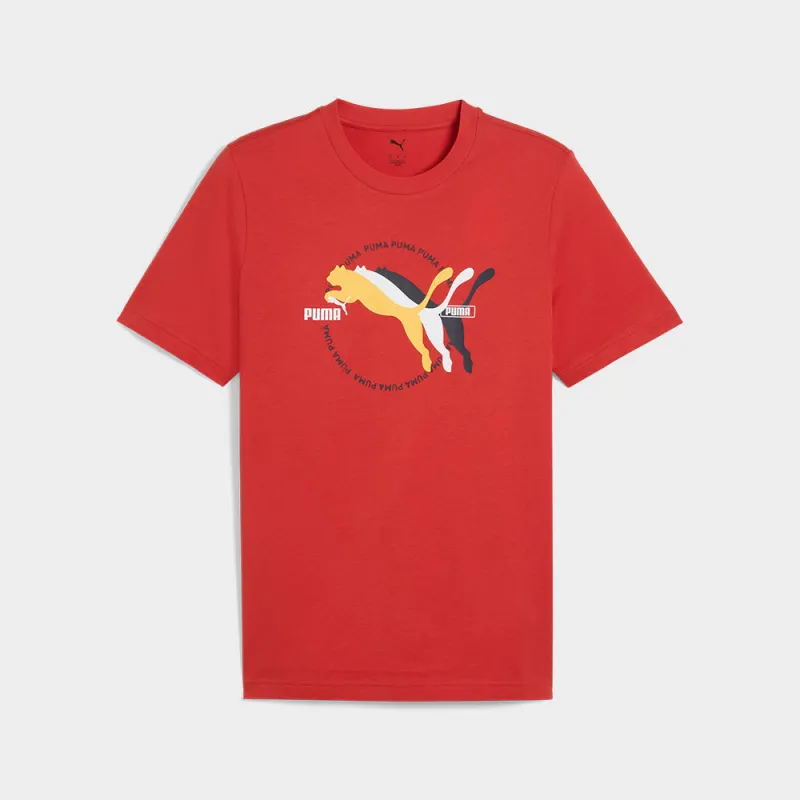 Puma Mens Graphics Multiple Cat Logo Tee Red sold by Tekkie Town