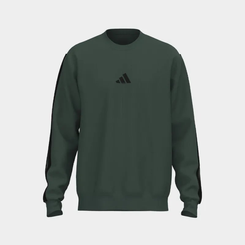 Adidas Mens Essentials 3-Stripes Fleece Sweatshirt Top Green sold by Tekkie Town