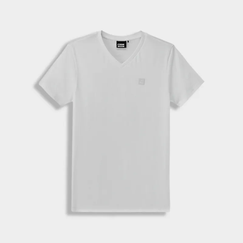 Code Mens Rib V-Neck Tee White _ 184476 _ White sold by Tekkie Town