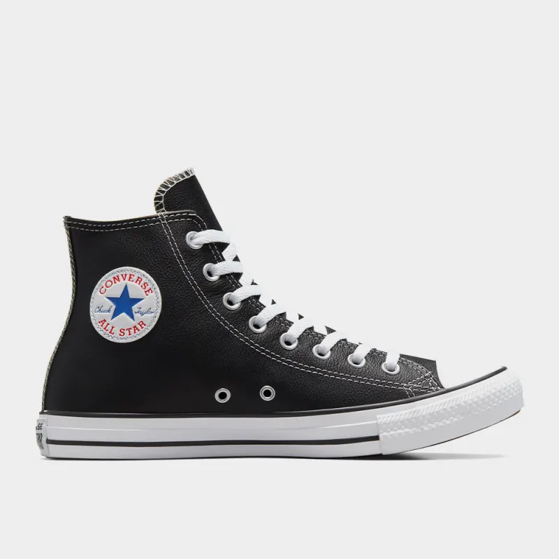 Converse Mens All Star Hi Leather Black/white _ 184659 _ Black sold by Tekkie Town