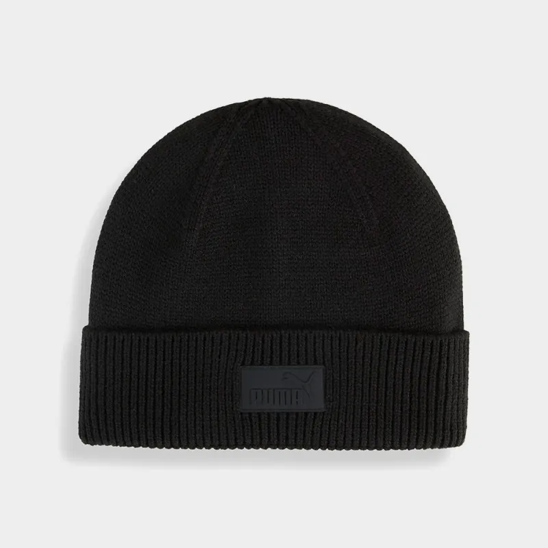 Puma Unisex Essential Elevated Rubber Patch Low Crown Beanie Black sold by Tekkie Town