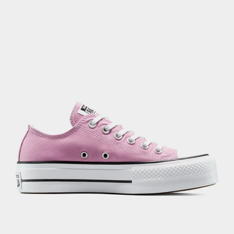 Converse Womens All Star Lift Platform Low Top Sneakers Pink sold by Tekkie Town
