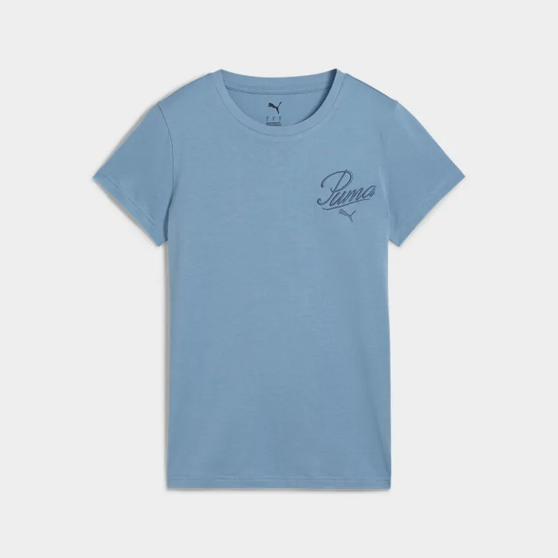 Puma Womens Essential Script Tee Blue made by Puma