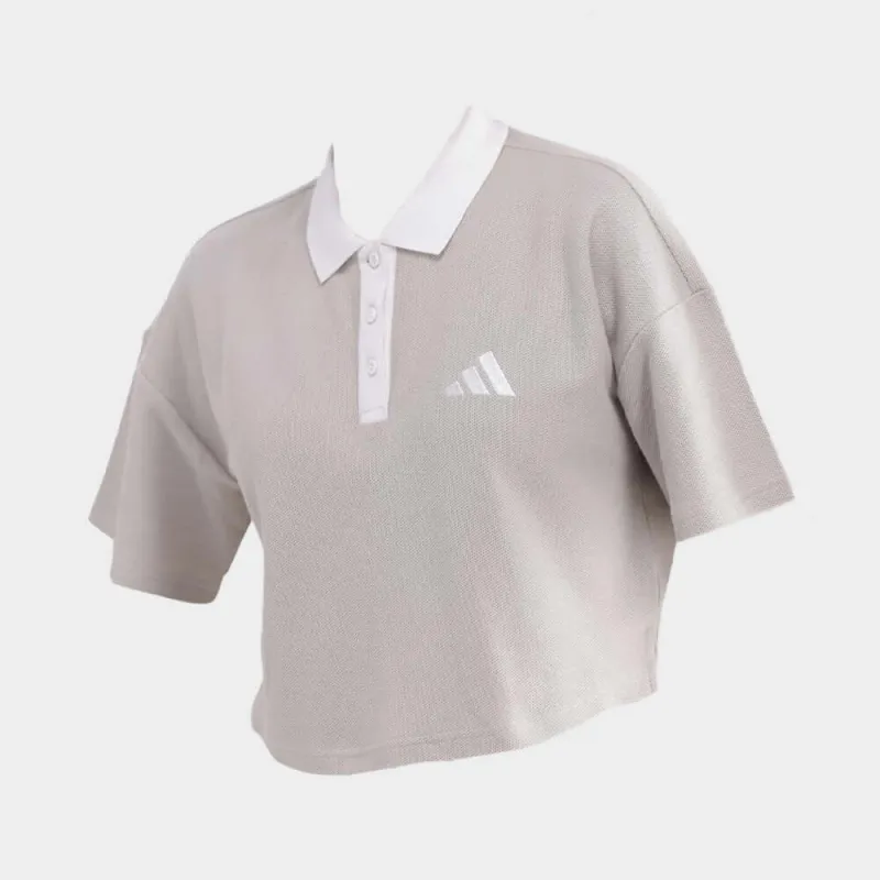 Adidas Womens Crop Polo Tee Beige sold by Tekkie Town