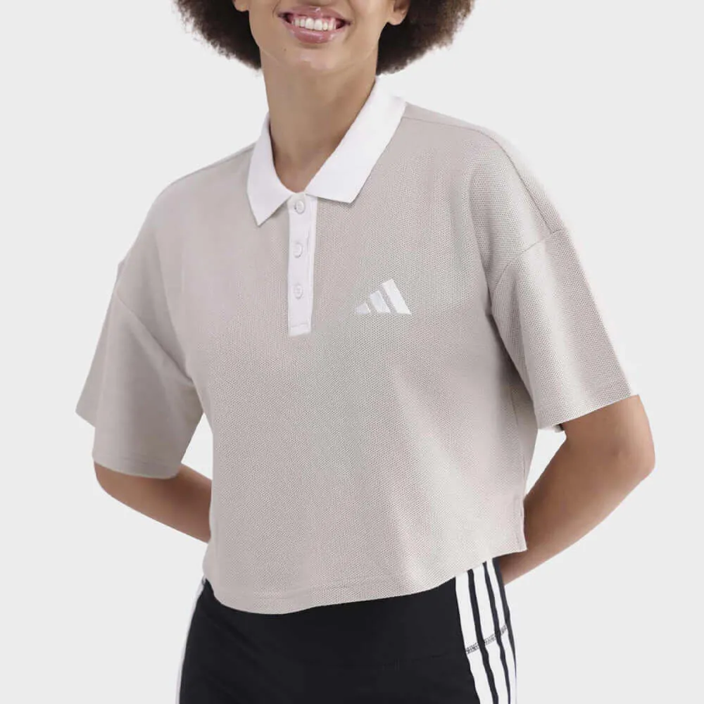Adidas Womens Crop Polo Tee Beige sold by Tekkie Town product image thumbnail 3
