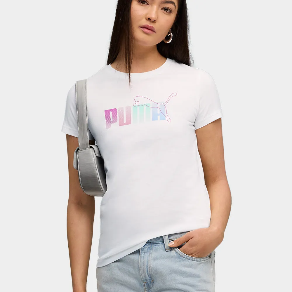 Puma Womens Graphic Stacked Tee White sold by Tekkie Town product image thumbnail 3