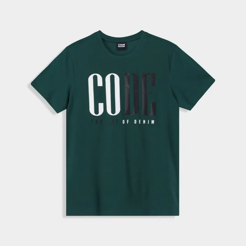 Code Mens Half Serif Graphic Tee Green made by Tekkie Town