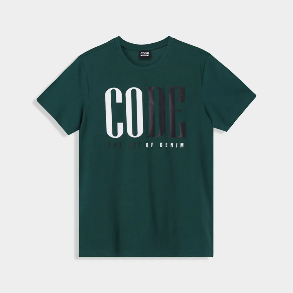 Code Mens Half Serif Graphic Tee Green sold by Tekkie Town