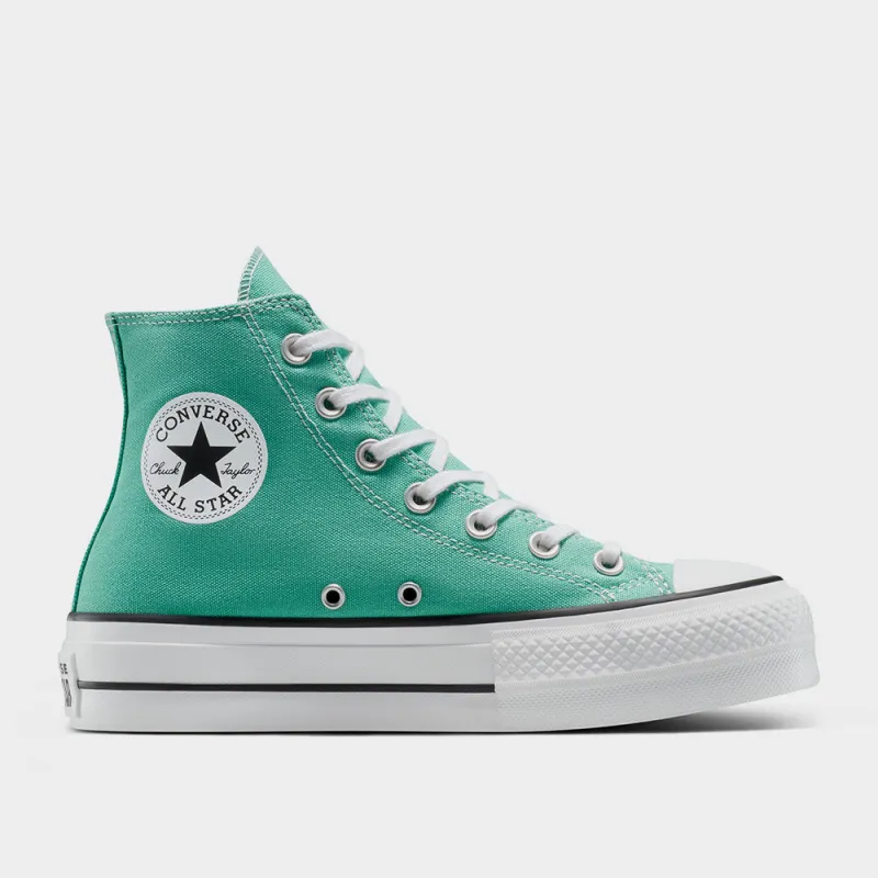 Converse Womens All Star Lift Platform High Top Sneakers Green sold by Tekkie Town