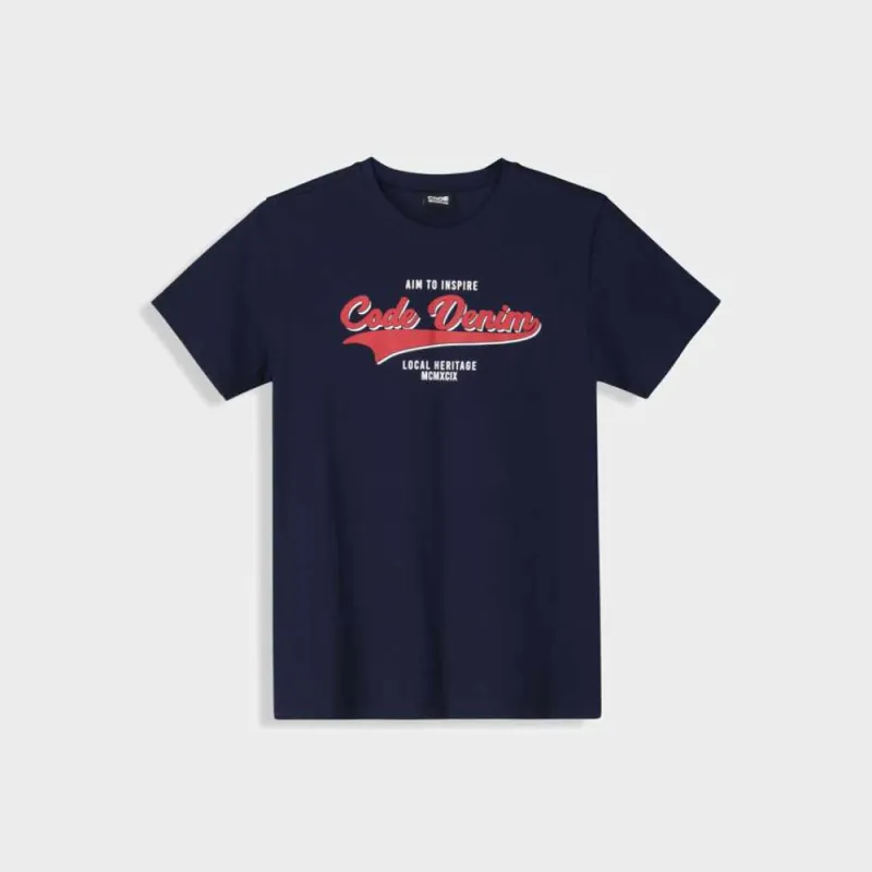 Code Mens Art Denim Graphic Tee Navy made by Tekkie Town