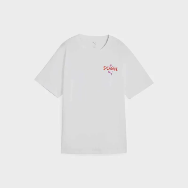 Puma Womens Graphic Relaxed Flower Tee White made by Puma