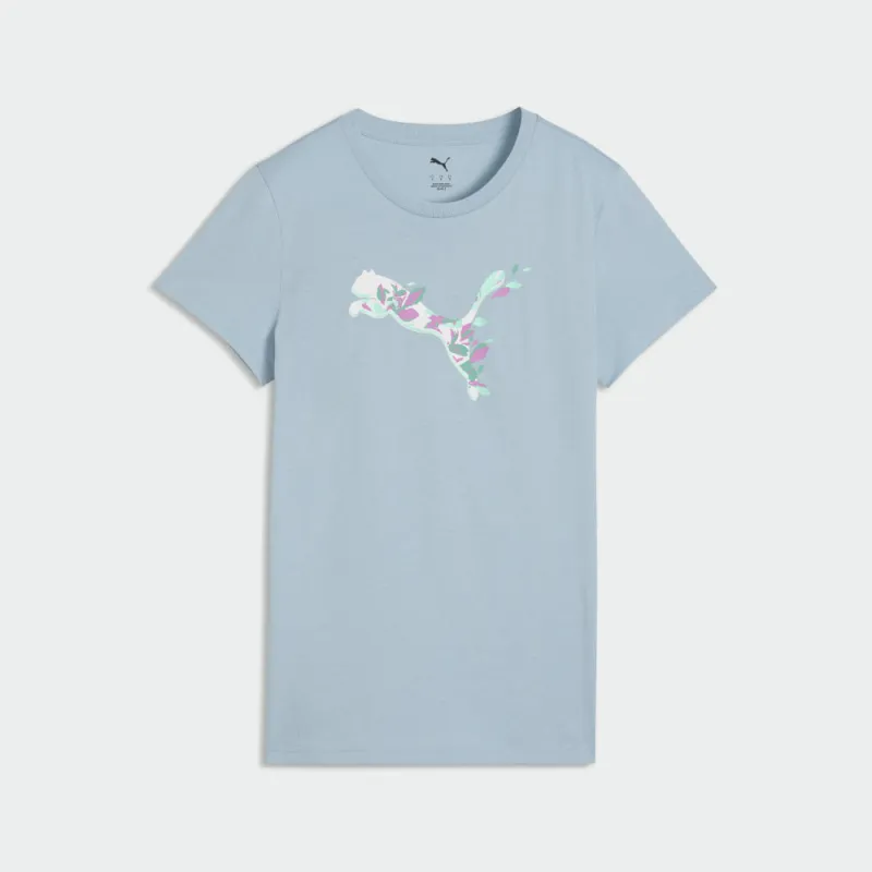 Puma WOMENS Graphic Floral Cat Tee Green made by Puma