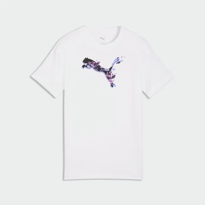 Puma WOMENS Graphic Floral Cat Tee White made by Puma