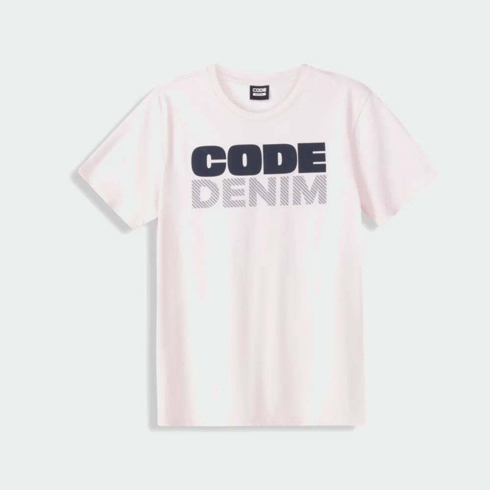 CODE MENS Denim Logo Graphic Tee PINK sold by Tekkie Town