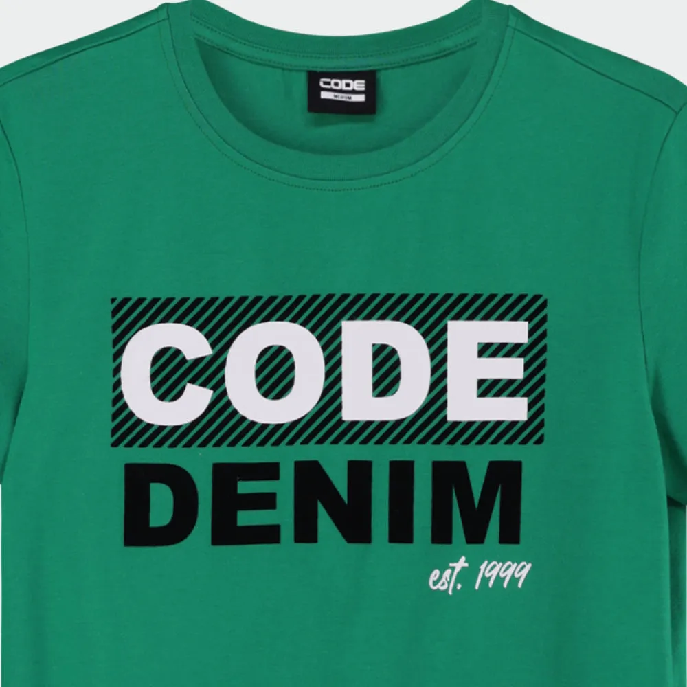 Code Mens Stripe Flock Graphic Tee Green sold by Tekkie Town product image thumbnail 2