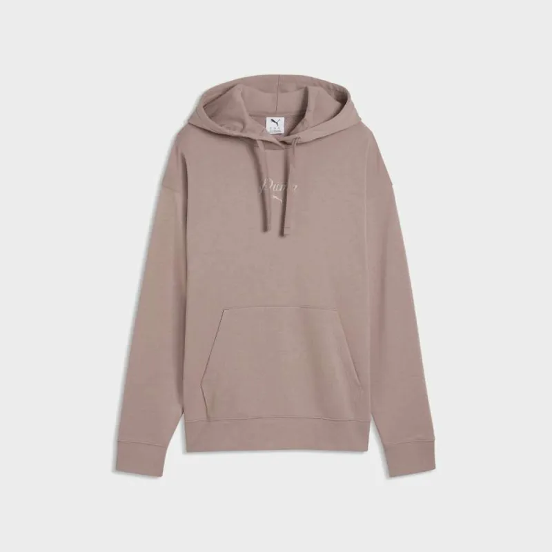 Puma Womens Essential Script Comfort Hoodie Brown made by Puma