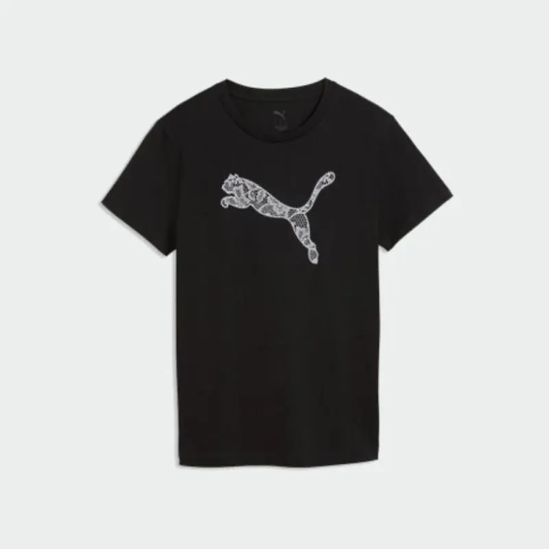Puma Womens Graphics Lace Cat Tee Black made by Puma