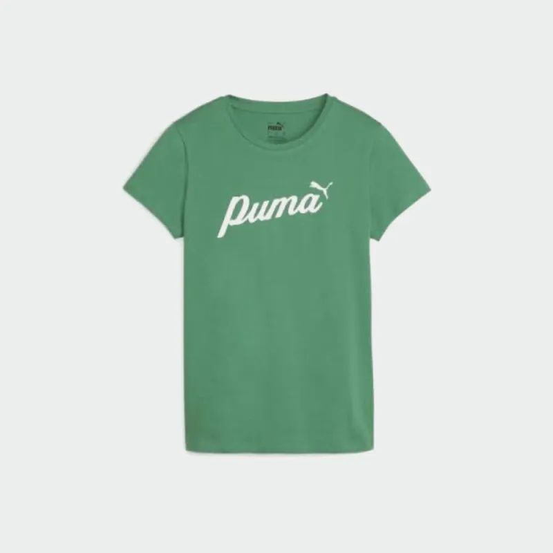 Puma Womens Essential Script Tee Green made by Puma