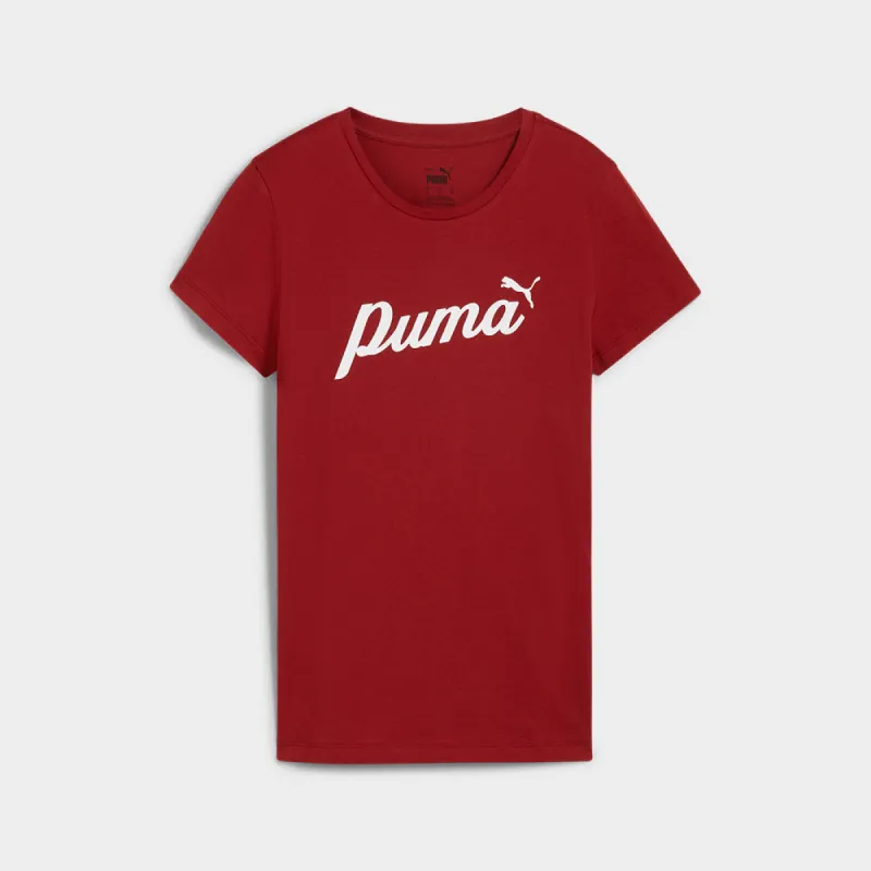 Puma Womens Essentials Script Tee Red/White _ 182022 _ Red sold by Tekkie Town
