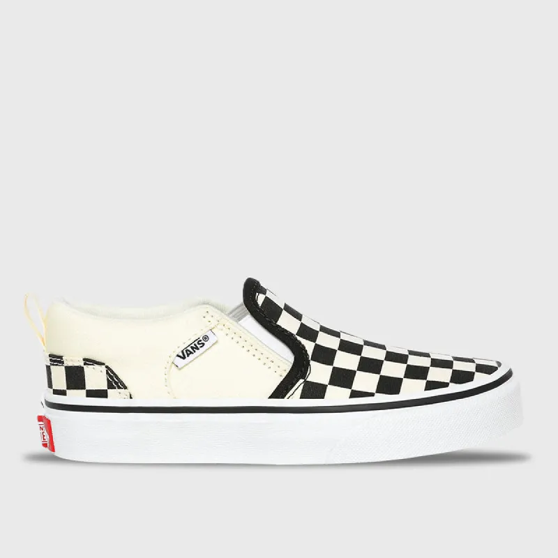 Vans Mens Asher Checkerboard Slip-On Sneakers White/Black _ 170247 _ White sold by Tekkie Town