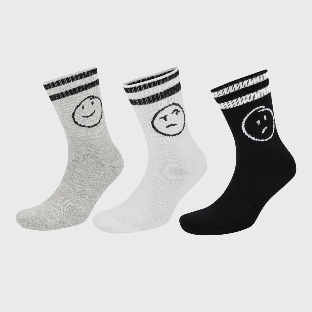 Airwalk Unisex 3 Pack Smiley Crew Sock Black sold by Tekkie Town product image thumbnail 2