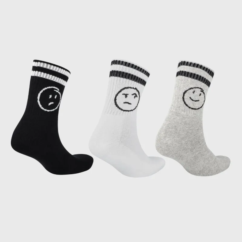 Airwalk Unisex 3 Pack  Smiley Crew Sock Black sold by Tekkie Town