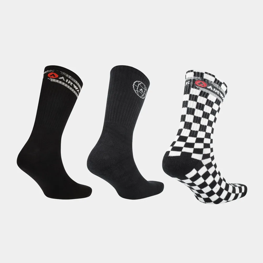 Airwalk Unisex 3 Pack Checkerboard Sock Black/Multi _ 181759 _ Black sold by Tekkie Town