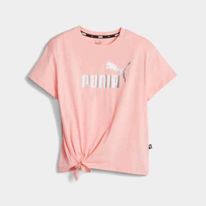 Puma Gilrs Essentials+ Logo Knotted Tee Pink/Multi _ 173781 _ Pink sold by Tekkie Town