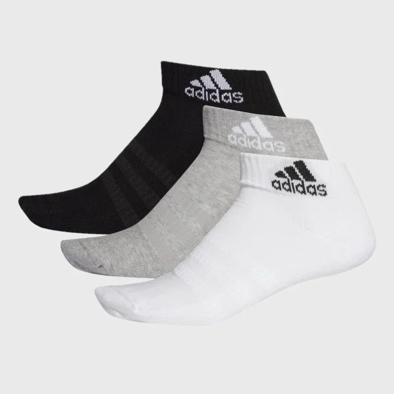 Adidas Unisex Cushioned Sportswear Ankle 3 Pack Socks Grey/White/Black _ 168907 _ Multi sold by Tekkie Town product image thumbnail 2