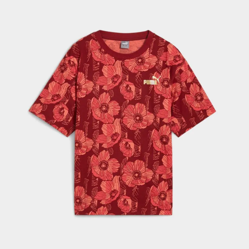 Puma Womens Essentials Class Act Aop Tee Red/Multi _ 182029 _ Red sold by Tekkie Town