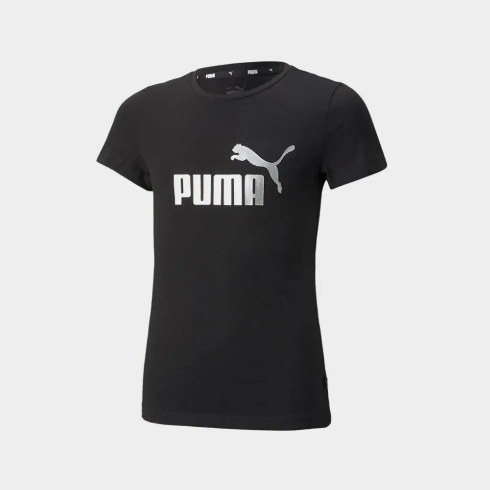 Puma Girls Essentials+ Logo Tee Black/Silver _ 173780 _ Black sold by Tekkie Town