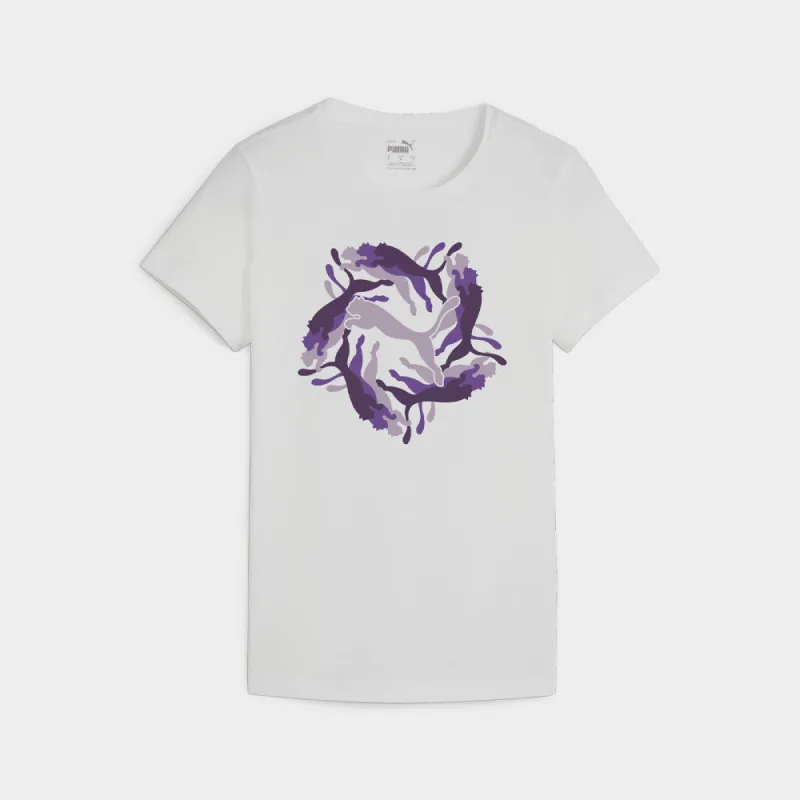 Puma Womens Essential Graphic Tee White/Purple _ 181240 _ White sold by Tekkie Town