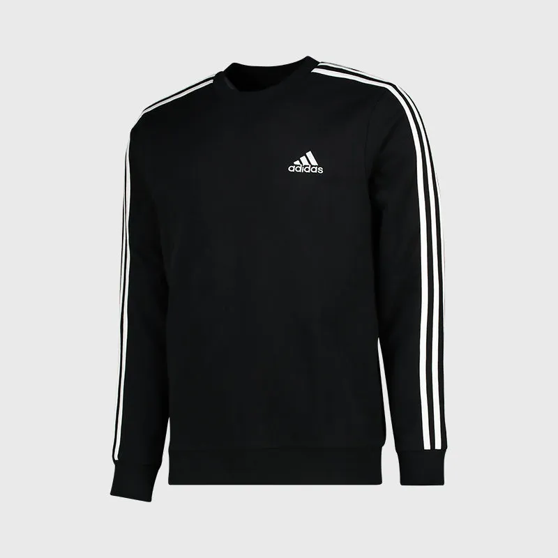 Adidas Mens 3 Stripes French Terry Sweatshirt Black/White _ 171255 _ Black sold by Tekkie Town