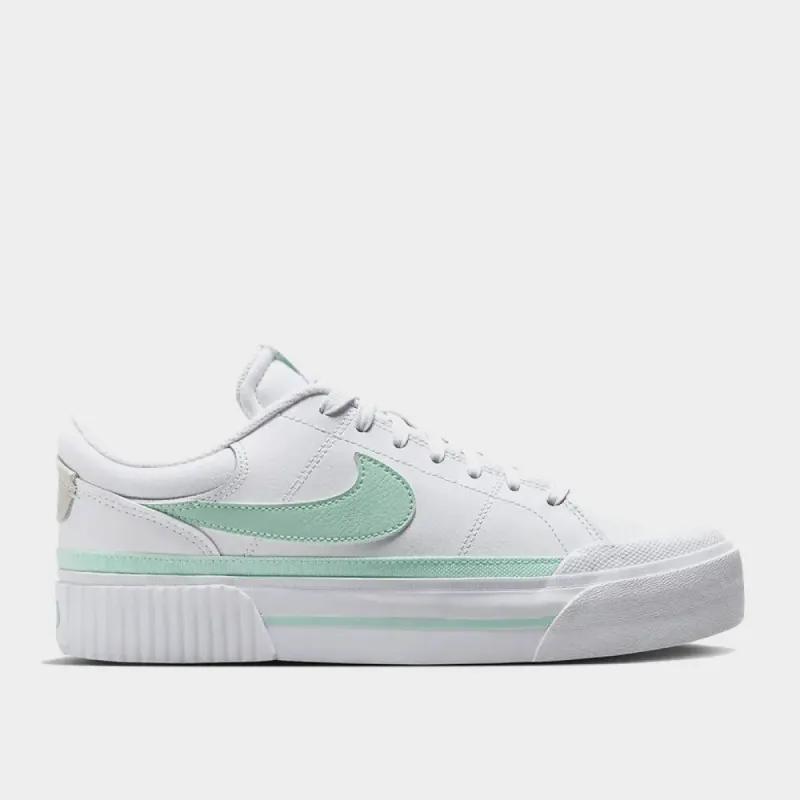 Nike Women's Court Legacy Lift Sneaker White/green _ 180931 _ White sold by Tekkie Town