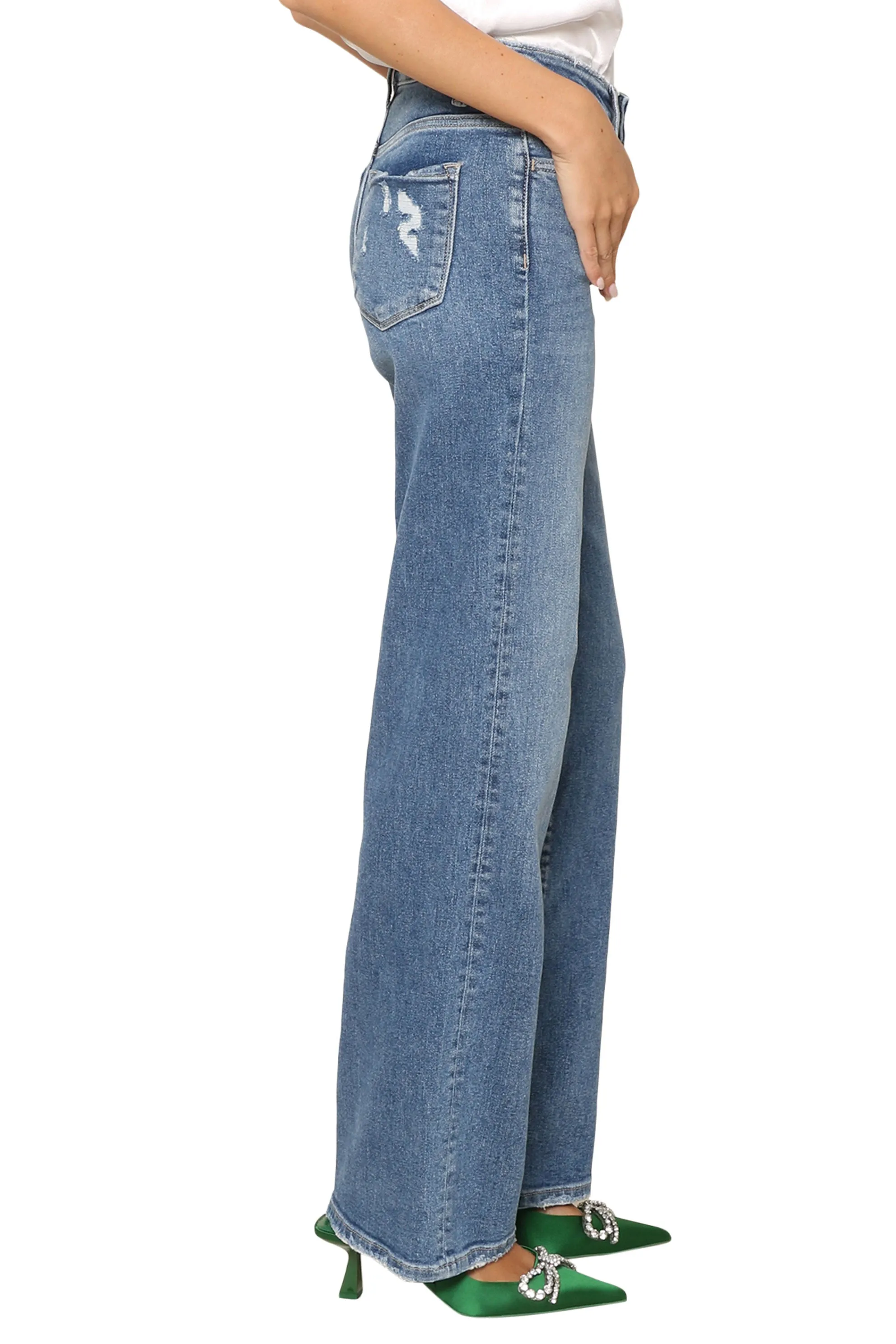 High Rise Slim Wide Leg Jeans sold by Mixology product image thumbnail 3