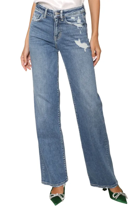 High Rise Slim Wide Leg Jeans sold by Mixology