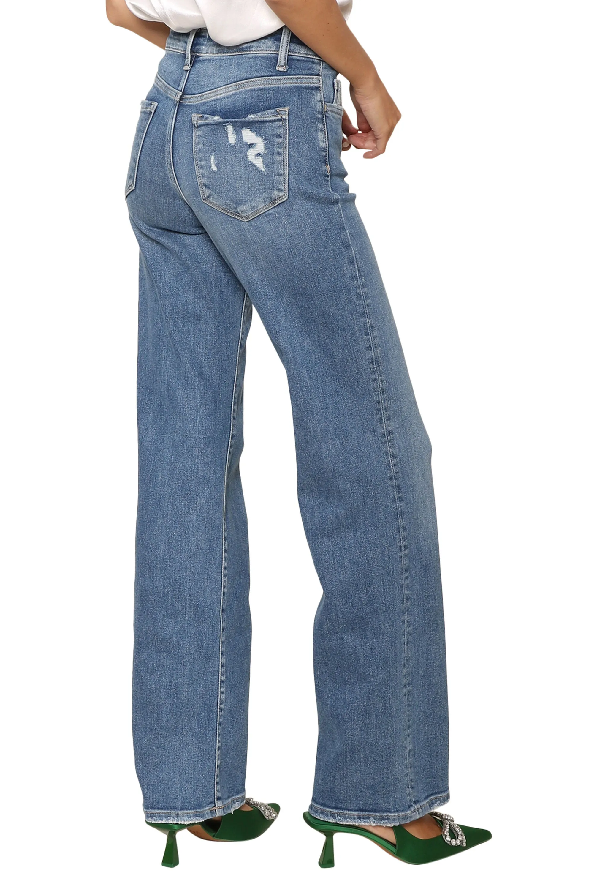 High Rise Slim Wide Leg Jeans sold by Mixology product image thumbnail 4