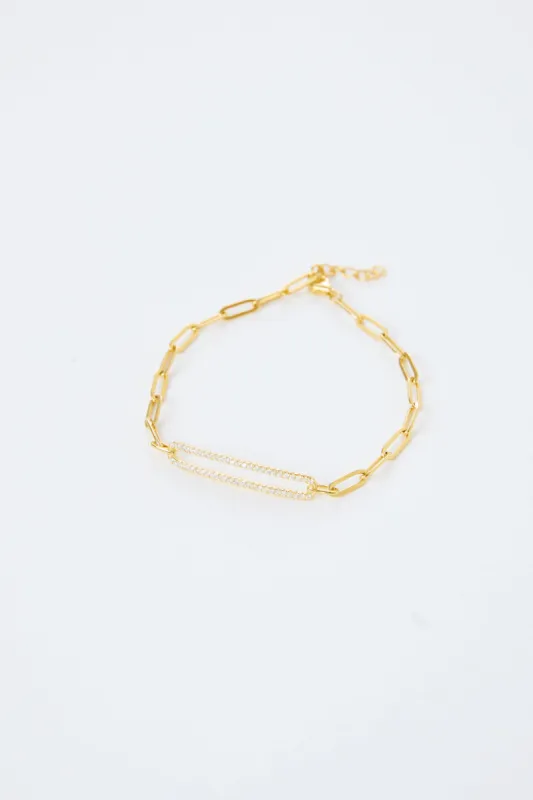 Ashton Link Bracelet With Cubic Zirconia Bar sold by Mixology