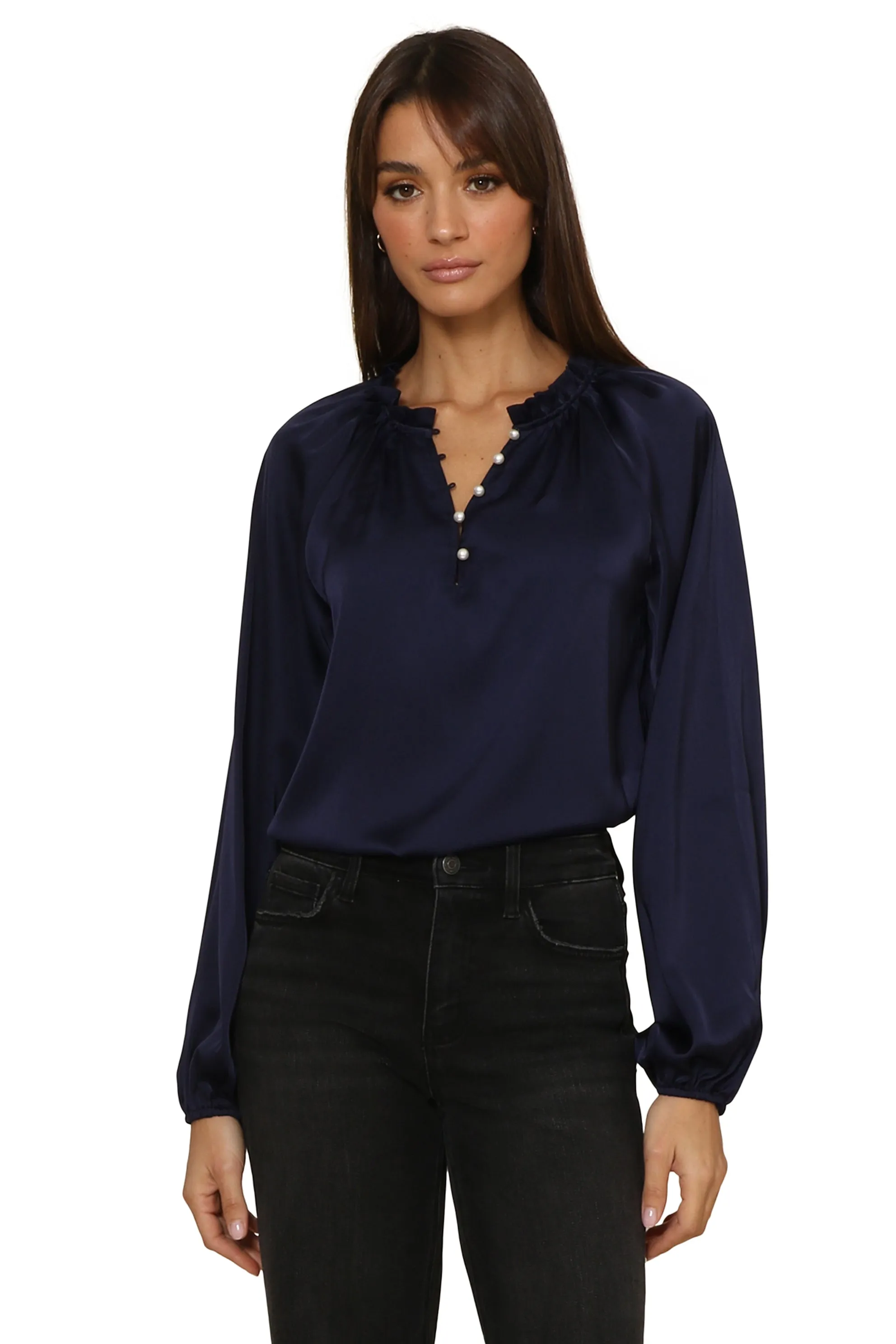 Vivi Long Sleeve Satin Top sold by Mixology